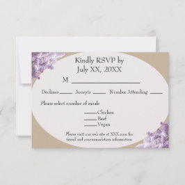 Beige and Lilac RSVP card