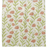 Beige and Pink Floral Shower Curtain シャワーカーテン (正面)