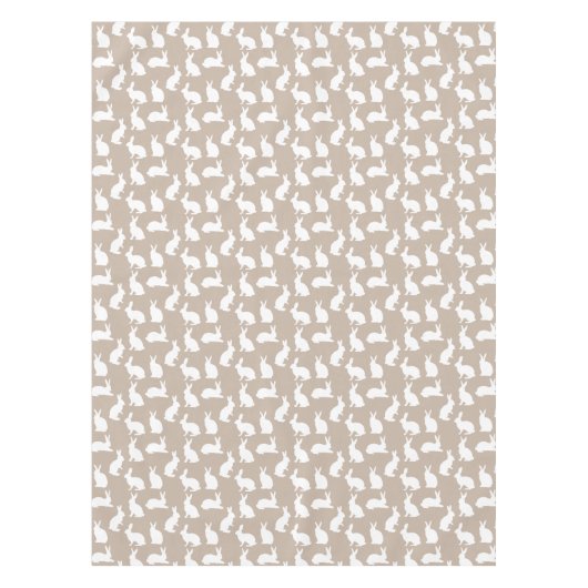Beige And White Bunnies Modern Neutral Easter テーブルクロス (正面)