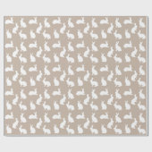 Beige And White Bunny Rabbit Pattern Cute Easter ラッピングペーパー (フラット)