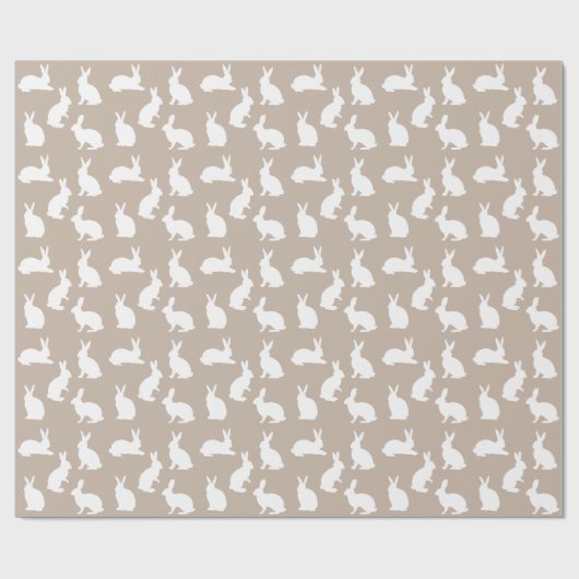 Beige And White Bunny Rabbit Pattern Cute Easter ラッピングペーパー (フラット)