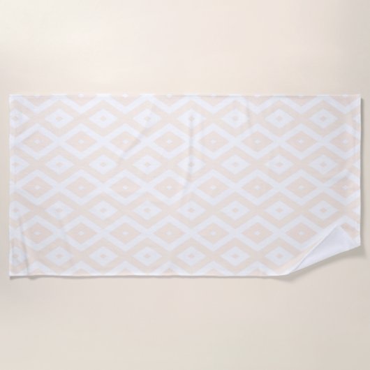 Beige and white diamond pattern ビーチタオル (正面)