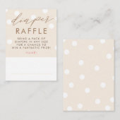 Beige and White Diaper Raffle Baby Shower Tickets エンクロージャーカード (正面/裏面)