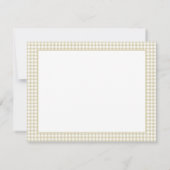 Beige and White Gingham Plaid Personalized ノートカード (裏面)