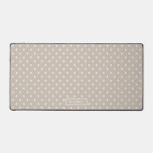 Beige And White Polka Dots Pattern With Name デスクマット (正面)