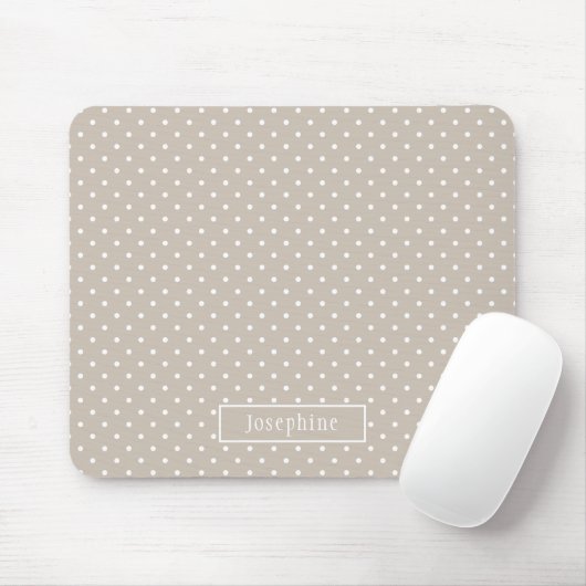 Beige And White Polka Dots Pattern With Name マウスパッド (マウス)
