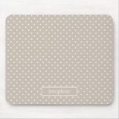 Beige And White Polka Dots Pattern With Name マウスパッド (正面)