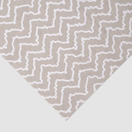 Beige And White Squiggly Chevron Zigzag Pattern 薄葉紙 (詳細)