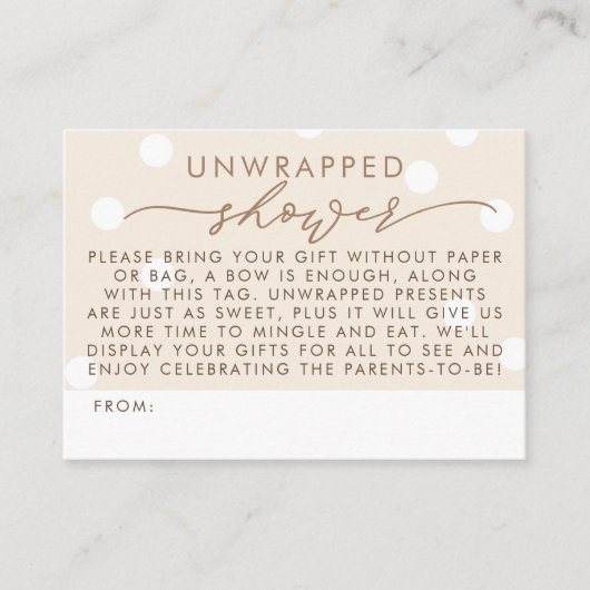 Beige and White Unwrapped Shower エンクロージャーカード (正面)