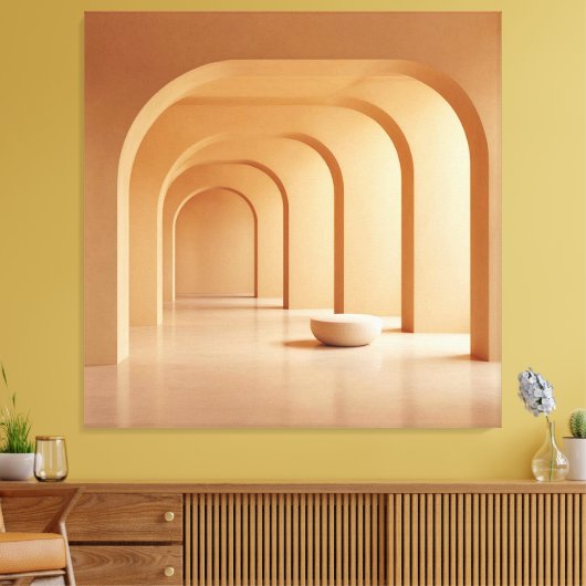 Beige Archway Hall キャンバスプリント (インサイチュ (リビング))