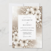 Beige Artistic Floral Flourish Wedding 招待状 (正面)