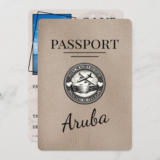Beige Aruba Passport日付の保存 セーブザデート (正面/裏面)