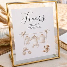 Beige Baby Clothes And Toys Baby Shower Favors ポスター