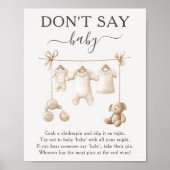 Beige Baby Clothes And Toys Don't Say Baby Sign ポスター (正面)