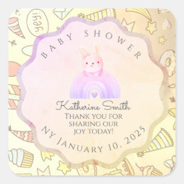 BEIGE babyshower Adorable cute Celebration スクエアシール