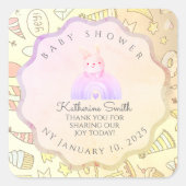 BEIGE babyshower Adorable cute Celebration  スクエアシール (正面)