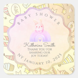 BEIGE babyshower Adorable cute Celebration スクエアシール