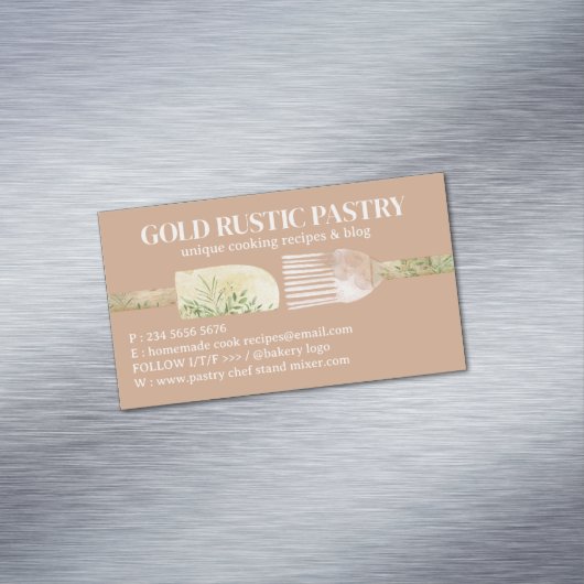 Beige Bakery Pastry Chef Baking Utensils マグネット名刺 (インサイチュ)