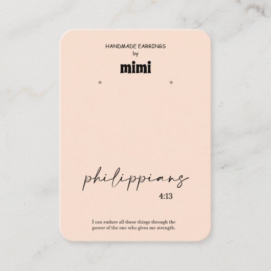 Beige Bible Verse Earring Display名刺 名刺 (正面)
