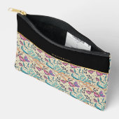 Beige Black Flowers Pattern Pretty Girly Trendy アクセサリーポーチ (見開き)