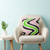 Beige Black Pink Green Abstract Swirl クッション (椅子)