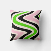 Beige Black Pink Green Abstract Swirl クッション (裏面)