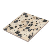Beige Black Terrazzo Pattern Neutral Abstract  タイル (側面)