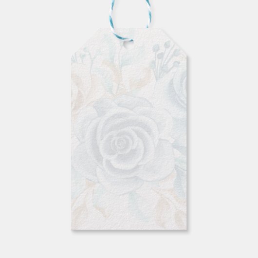 Beige blue Elegant Floral Wedding ギフトタグ (裏面)