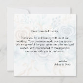 Beige blue Elegant Floral Wedding サンキューカード (裏面)