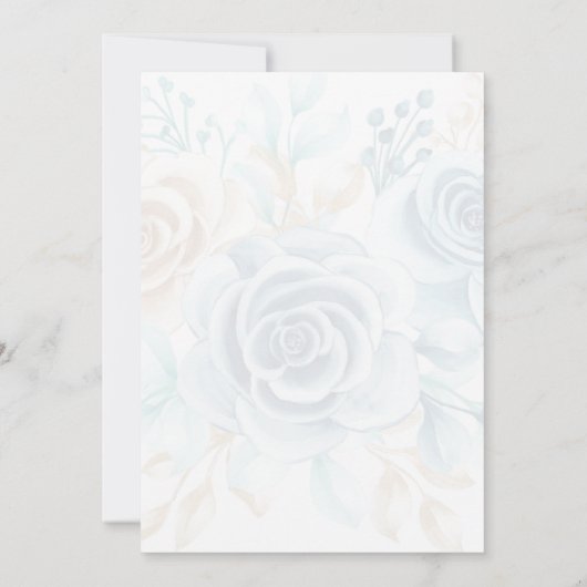 Beige blue Elegant Floral Wedding 招待状 (裏面)