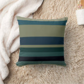Beige, Blue, green and black stripes クッション (ブランケット)