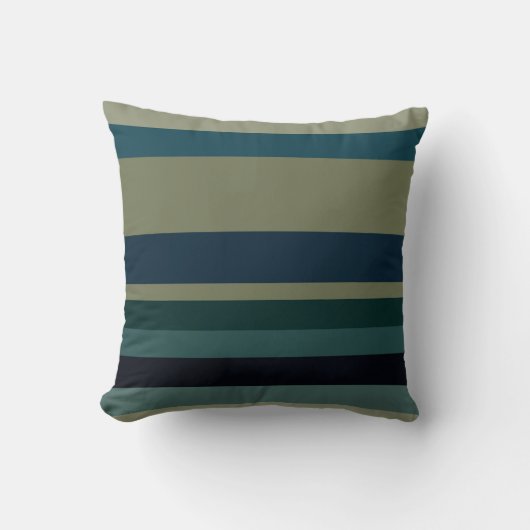 Beige, Blue, green and black stripes クッション (正面)