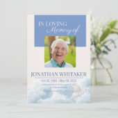 Beige & Blue Sky Funeral Invitation Template 招待状 (スタンド正面)