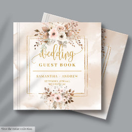Beige Blush Gold Boho Fall Wedding Guest Book  ゲストブック