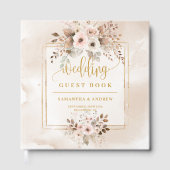 Beige Blush Gold Boho Fall Wedding Guest Book ゲストブック (正面)