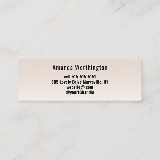 Beige Blush Lashed Minimal Script Photo スキニー名刺 (裏面)