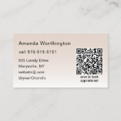 Beige Blush Lashed Minimalist Photo QR Code 名刺 (裏面)