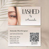 Beige Blush Lashed Minimalist Photo QR Code 名刺