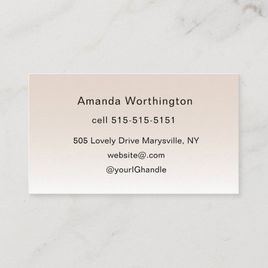 Beige Blush Lashed Minimalist Script Photo  名刺 (裏面)