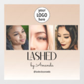Beige Blush Lashed Minimalist Script Photo Logo ウィンドウサイン (シート)