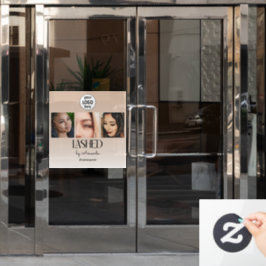 Beige Blush Lashed Minimalist Script Photo Logo ウィンドウサイン