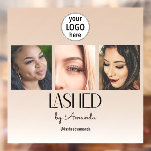 Beige Blush Lashed Minimalist Script Photo Logo ウィンドウサイン (シート2)