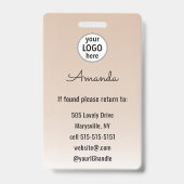 Beige Blush Minimal Elegant Photo Lashes バッジ (Back)