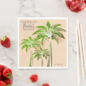 Beige Blush Palm Tree Bridal Shower Custom Name スタンダードランチョンナプキン (インサイチュ)