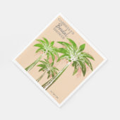 Beige Blush Palm Tree Bridal Shower Custom Name スタンダードランチョンナプキン (角)