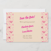 Beige & Blush Pink Floral Save the Date Card サンキューカード (正面)