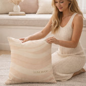 Beige Blush Ripple Throw Pillow クッション
