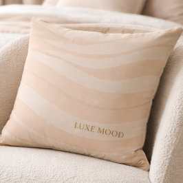 Beige Blush Ripple Throw Pillow クッション