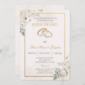  Beige Boda de oro editable 招待状 (正面/裏面)