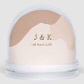 Beige boho curvy orange wedding name date (正面)